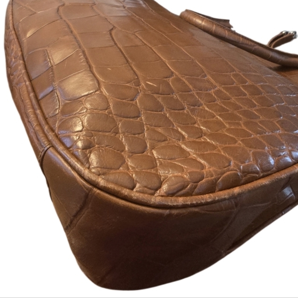 Furla Vintage Croc-Embossed Leather Dome Satchel Bag - Picture 10 of 16